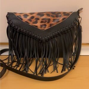 Stylish Black and Brown Fringe Women's Bag